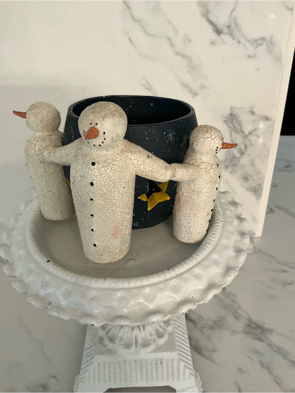 White Snowman Trio Candle Holder - Home Holiday Decor